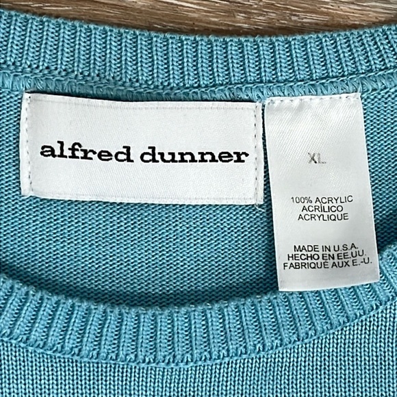 Alfred Dunner Women's XL Summer Sweater Teal Blue Palm Trees Tropical Minimalist - Picture 3 of 9